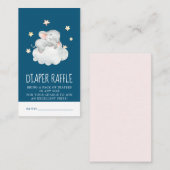 Elephant Girl | Navy Baby Duwer Diaper Raffle Begleitkarte (Vorne/Hinten)