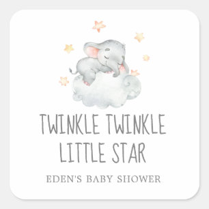 Elephant Girl Twinkle Twinkle Little Star Gevor Quadratischer Aufkleber