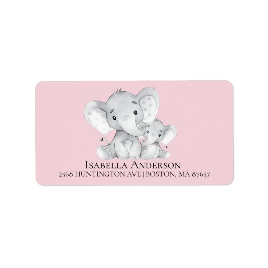 Elephant Girls Baby Shooting Address Label Adressaufkleber (Vorne)