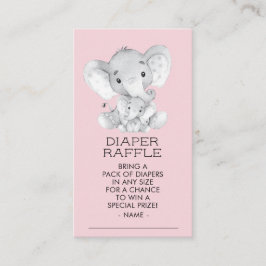 Elephant Girls Baby Showdiaper Raffle Ticket Begleitkarte