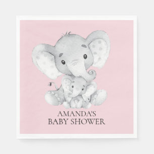 Elephant Girls Baby Showpapier Napkins Serviette