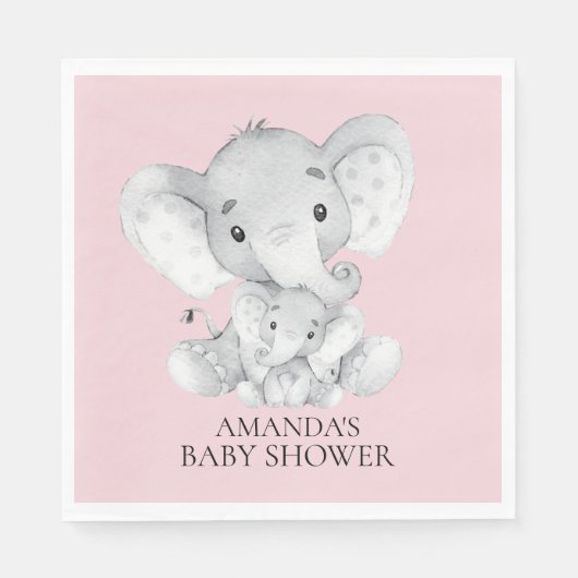 Elephant Girls Baby Showpapier Napkins Serviette (Vorderseite)