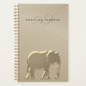 Elephant Gold Elegant Mit Monogramm Planer (Vorderseite)