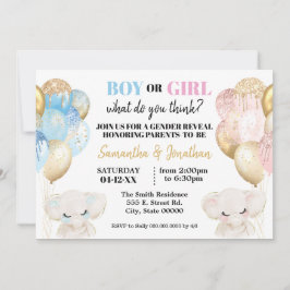 Elephant Gold Glitzer Balloons Gender-Enthüllung Einladung