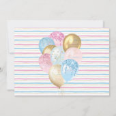 Elephant Gold Glitzer Balloons Gender-Enthüllung Einladung (Rückseite)