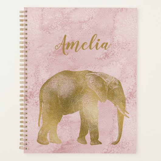 Elephant Gold Pink Suede Planner Planer (Vorderseite)