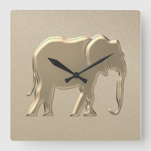 Elephant Gold Quadratische Wanduhr (Vorderseite)
