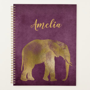 Elephant Gold Violet Suede Planner Planer