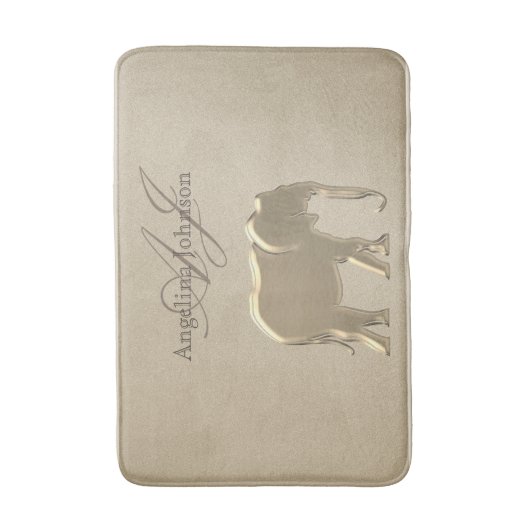 Elephant Golden Elegant Sandstone Monogram Class Badematte (Vorderseite Vertikal)