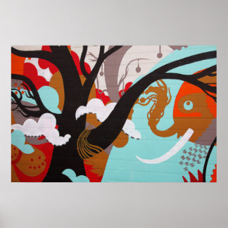 Elephant Graffiti Poster