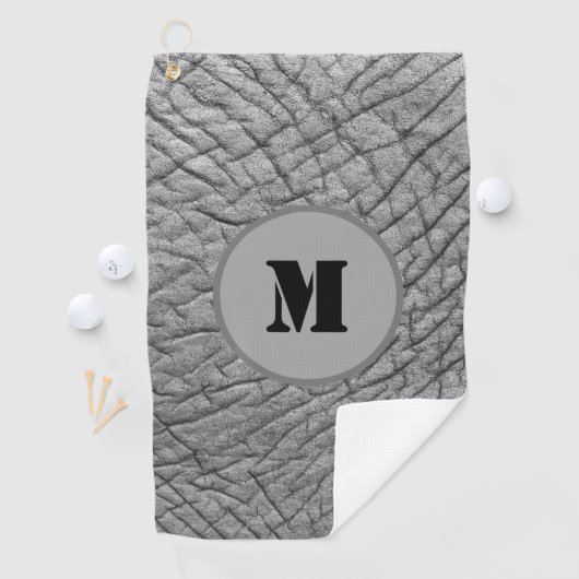 Elephant graue Hautmuster monogramm anpassbar Golfhandtuch (Insitu)