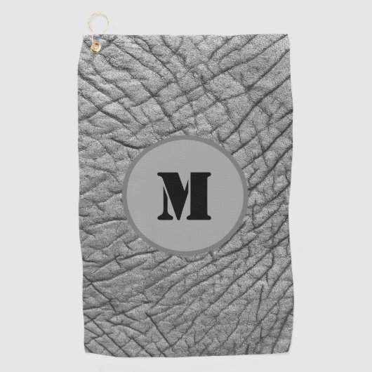 Elephant graue Hautmuster monogramm anpassbar Golfhandtuch (Vorderseite)