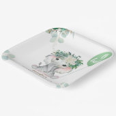 Elephant Green Balloon Gender Neutral Baby Shower Pappteller (Gewinkelt)