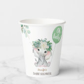 Elephant Green Balloon Greenery Baby Shower Pappbecher (Rückseite)