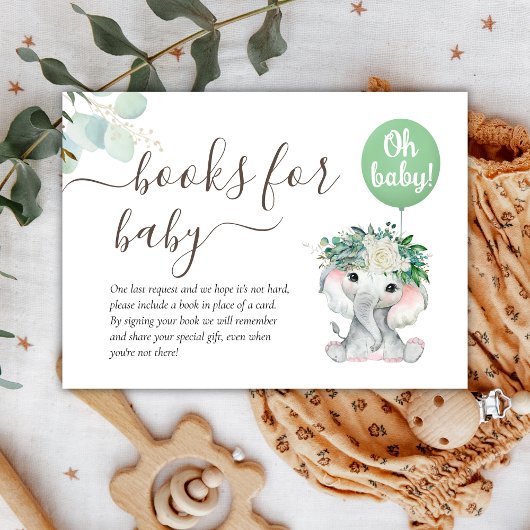 Elephant Green Balloon Grünbücher für Baby Begleitkarte