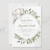 Elephant Greenerage Foliage Babydusche Einladung (Vorderseite)