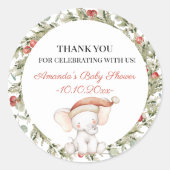 Elephant Greenerity Weihnachts-Weihnachtsmannmütze Runder Aufkleber (Vorderseite)