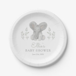 Elephant Greenery Baby Shower Pappteller