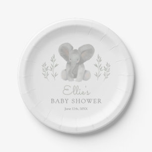 Elephant Greenery Baby Shower Pappteller