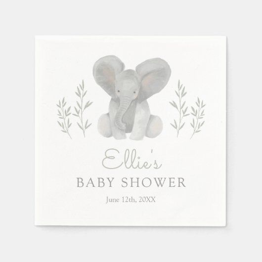Elephant Greenery Baby Shower Serviette (Vorderseite)