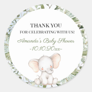 Elephant Greenery Boy Circle Boy Baby Shower Runder Aufkleber