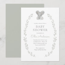 Elephant Greenery Gender Neutral Baby Dusche