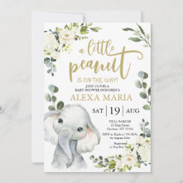 Elephant Greenery Peanut Baby Shower Einladung