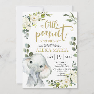 Elephant Greenery Peanut Baby Shower Einladung