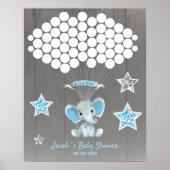 Elephant Guest Book Page Alternative Rustic Blue Poster (Vorne)