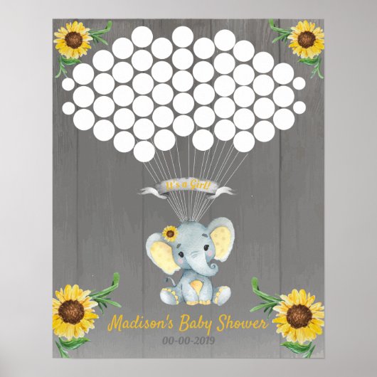 Elephant Guest Book Page Alternative Rustikal gelb Poster (Vorne)