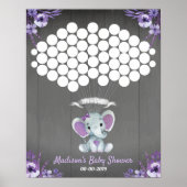 Elephant Guest Book Page Alternative Rustikal Lila Poster (Vorne)