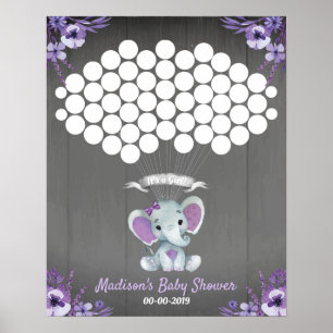 Elephant Guest Book Page Alternative Rustikal Lila Poster