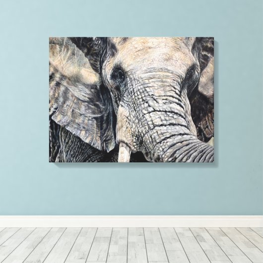 Elephant handgezeichnet Stift Crayon Art Canvas Pr Leinwanddruck (Insitu (Holzboden))