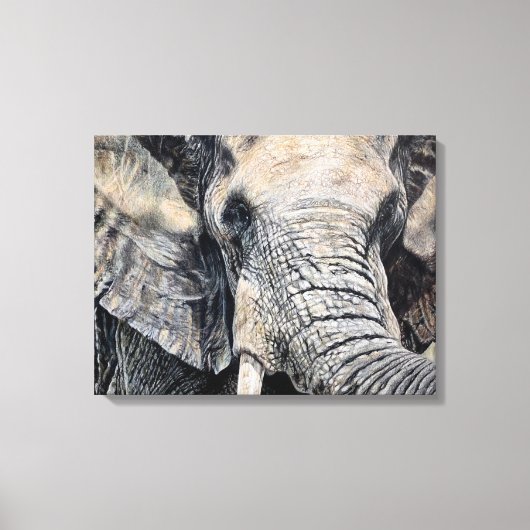 Elephant handgezeichnet Stift Crayon Art Canvas Pr Leinwanddruck (Vorderseite)