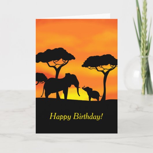 Elephant Happy Birthday Card Karte (Vorderseite)