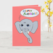 Elephant Happy Birthday Card (Rosa) Karte (Gelbe Blume)