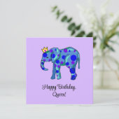 Elephant Happy Birthday Queen Flat Card (Stehend Vorderseite)