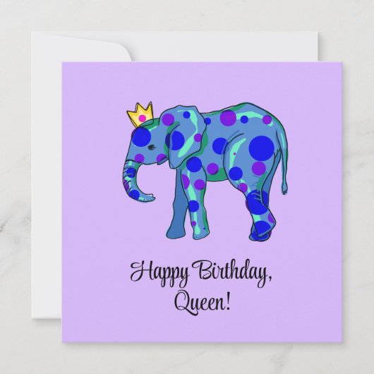 Elephant Happy Birthday Queen Flat Card (Vorderseite)
