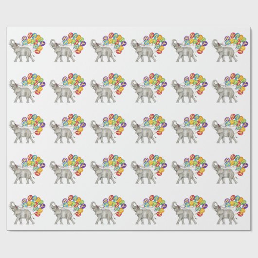 Elephant Happy Birthday Wrapping Paper Geschenkpapier (Flach)