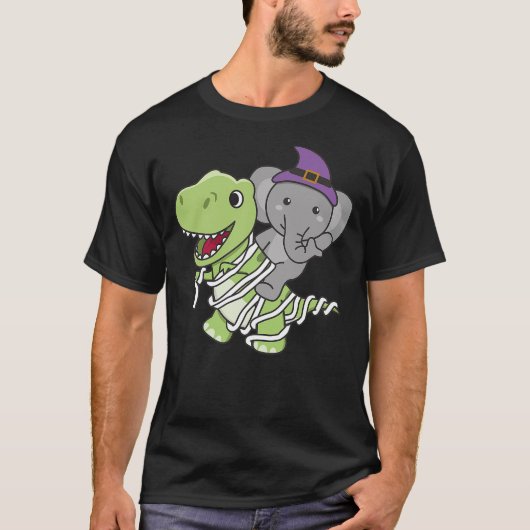Elephant Happy Halloween Mummy T-rex Elephant Hall T-Shirt (Vorderseite)