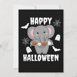 Elephant Happy Halloween Pumpkin Bat Kostüm Feiertagskarte