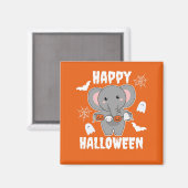 Elephant Happy Halloween Pumpkin Bat Kostüm Magnet (Vorderseite/Rückseite)