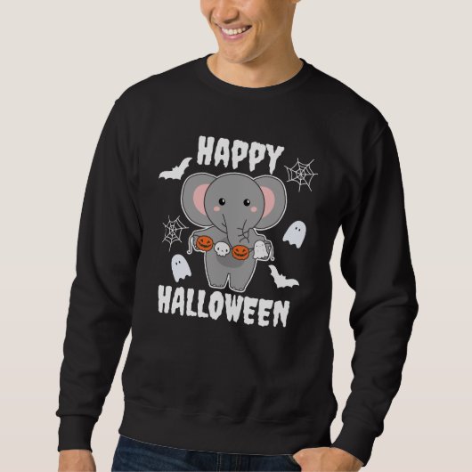 Elephant Happy Halloween Pumpkin Bat Kostüm Sweatshirt (Vorderseite)
