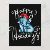 Elephant Happy Holidays Nature holly yule art Postkarte (Vorderseite)