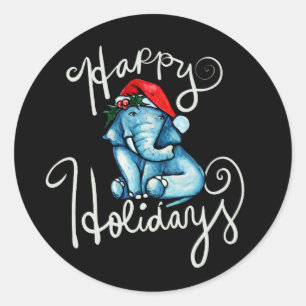 Elephant Happy Holidays Naturheilige Weihnachten K Runder Aufkleber