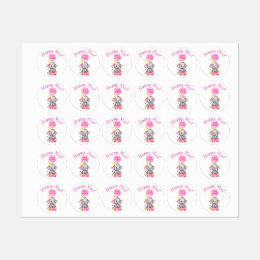 Elephant Happy Mail Labels Etiketten (Blatt)