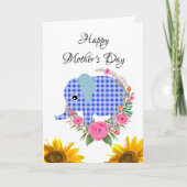 Elephant Happy Mother's Day Folded Grußkarte Karte (Vorderseite)