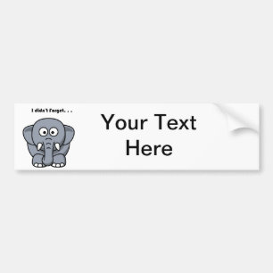 Elephant hat den Funny Joke Cartoon nicht vergesse Autoaufkleber
