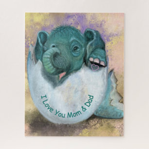 Elephant Hatching Puzzle - I Liebe You MAMA & VATE