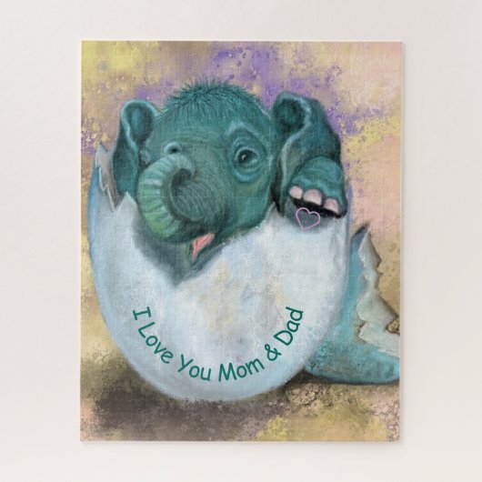 Elephant Hatching Puzzle - I Liebe You MAMA & VATE (Vertikal)